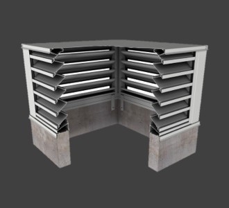 BCDE439 – 39° Blade Box Corner Penthouse Drainable Louver