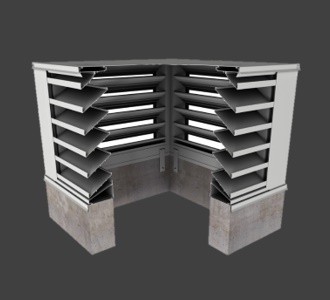 BCDE635 – 35° Blade Box Corner Penthouse Drainable Louver