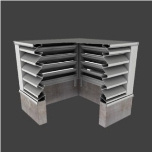 3. BCJE443 – 43° J-Blade Box Corner Penthouse Drainable Louver