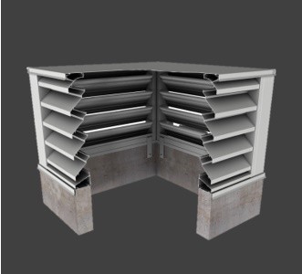 BCJE443 – 43° J-Blade Box Corner Penthouse Drainable Louver