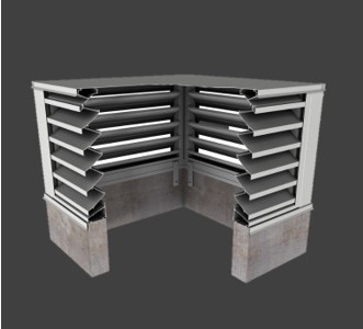 BCZE439 – 39° Z-Blade Box Corner Penthouse Drainable Louver