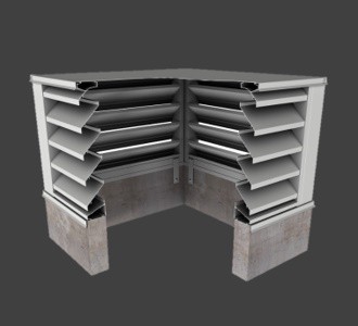 BCZE445 – 45° Z-Blade Box Corner Penthouse Stationary Louver