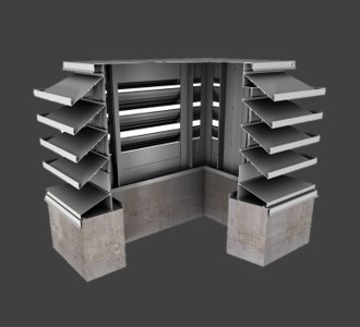 MCDE635 – 35° Blade Miter Corner Penthouse Stationary Louver